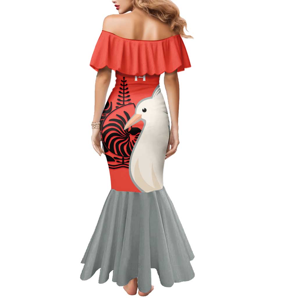 Custom Nouvelle-Caledonie Football Family Matching Mermaid Dress and Hawaiian Shirt Allez Les Cagous Simple Style LT14 - Polynesian Pride