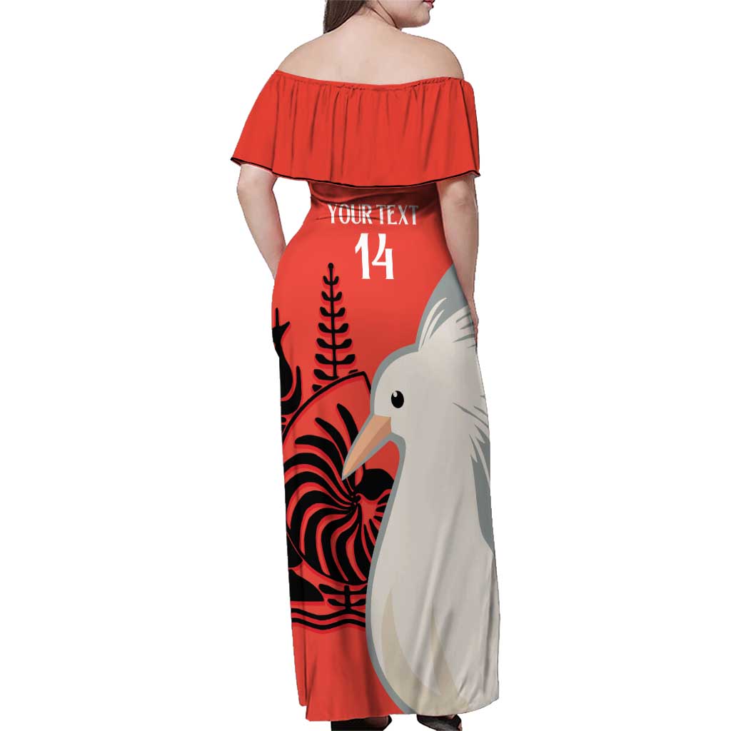Custom Nouvelle-Caledonie Football Family Matching Off Shoulder Maxi Dress and Hawaiian Shirt Allez Les Cagous Simple Style LT14 - Polynesian Pride