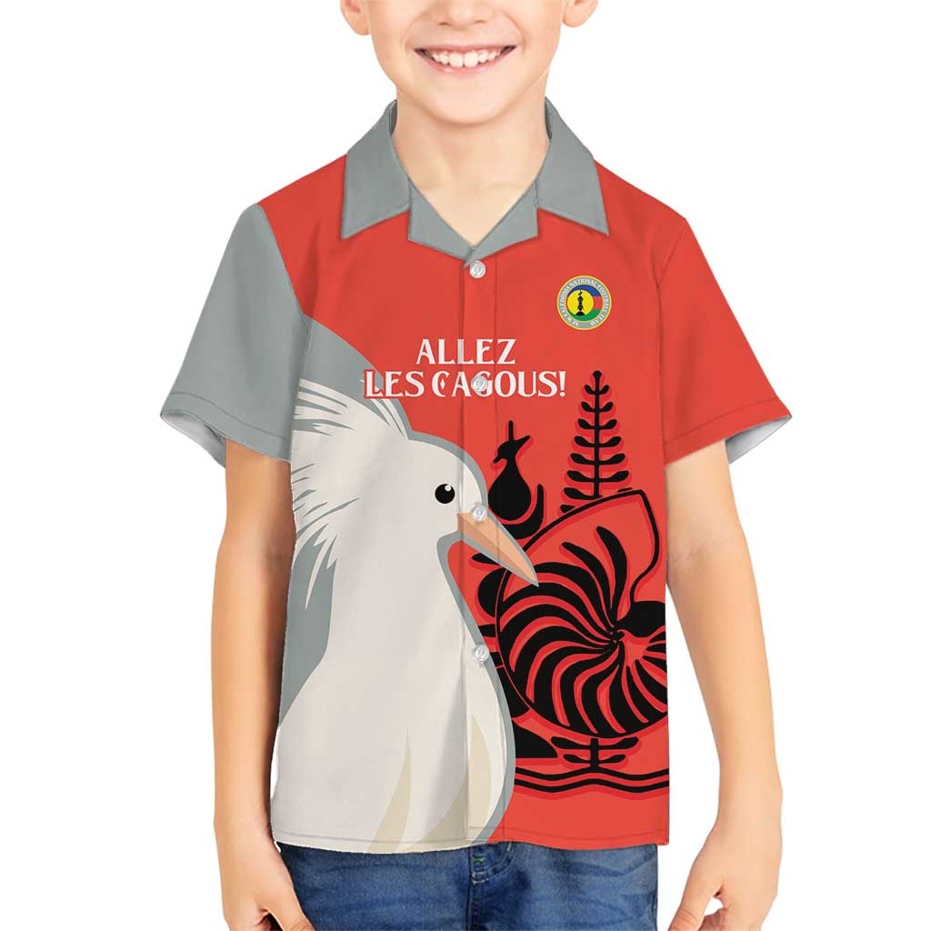 Custom Nouvelle-Caledonie Football Family Matching Off Shoulder Short Dress and Hawaiian Shirt Allez Les Cagous Simple Style LT14 Son's Shirt Red - Polynesian Pride