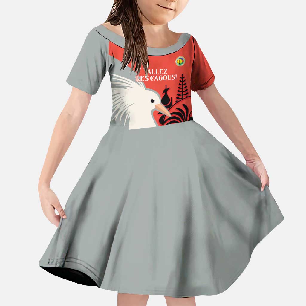 Custom Nouvelle-Caledonie Football Family Matching Summer Maxi Dress and Hawaiian Shirt Allez Les Cagous Simple Style LT14 Daughter's Dress Red - Polynesian Pride