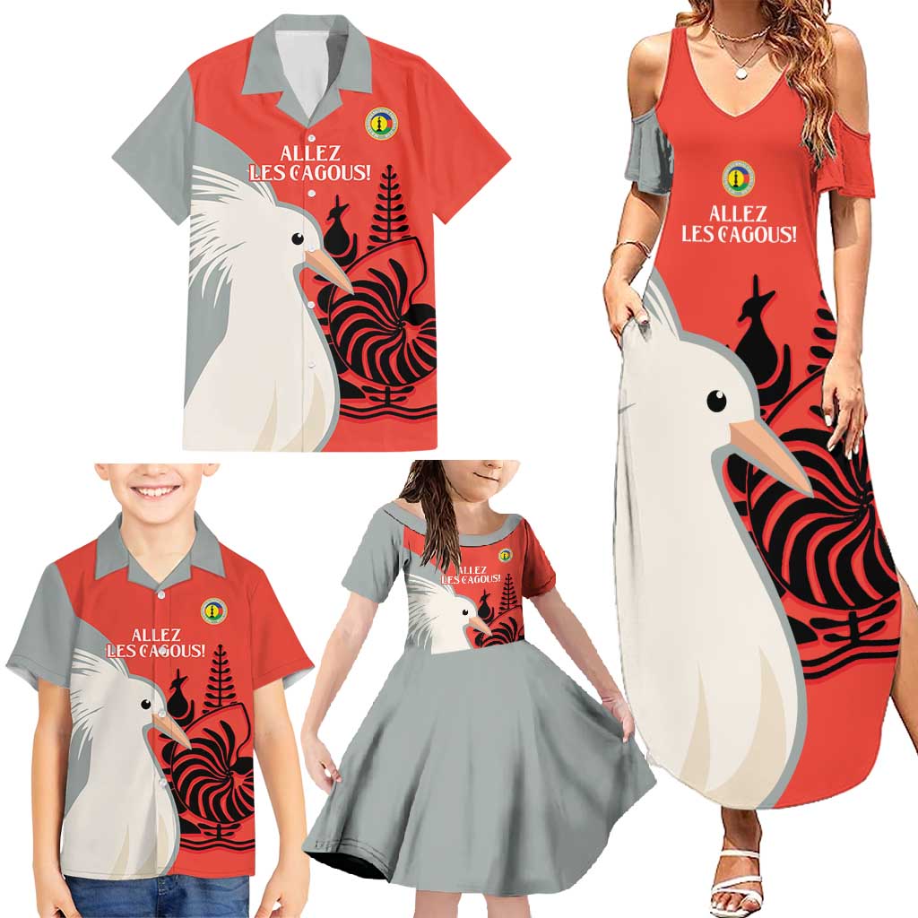 Custom Nouvelle-Caledonie Football Family Matching Summer Maxi Dress and Hawaiian Shirt Allez Les Cagous Simple Style LT14 - Polynesian Pride