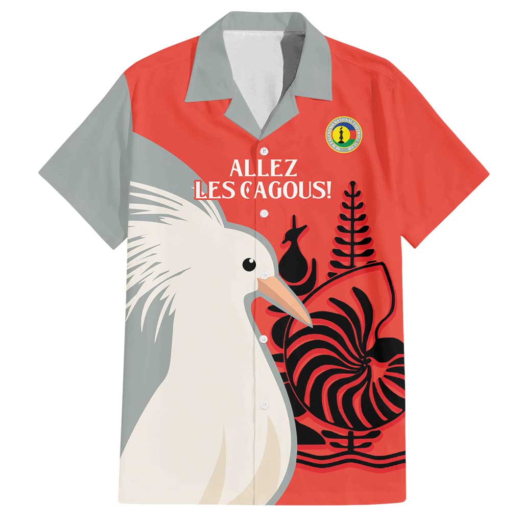 Custom Nouvelle-Caledonie Football Family Matching Summer Maxi Dress and Hawaiian Shirt Allez Les Cagous Simple Style LT14 Dad's Shirt - Short Sleeve Red - Polynesian Pride