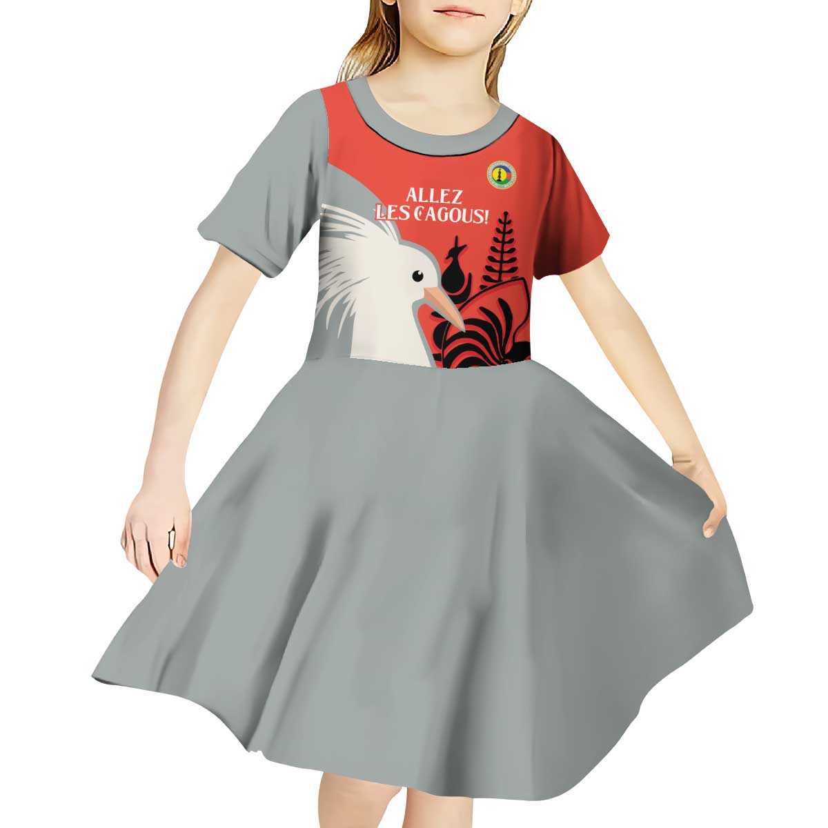 Custom Nouvelle-Caledonie Football Kid Short Sleeve Dress Allez Les Cagous Simple Style LT14 - Polynesian Pride