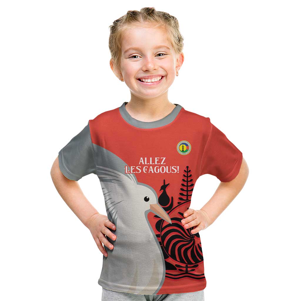 Custom Nouvelle-Caledonie Football Kid T Shirt Allez Les Cagous Simple Style LT14 Red - Polynesian Pride