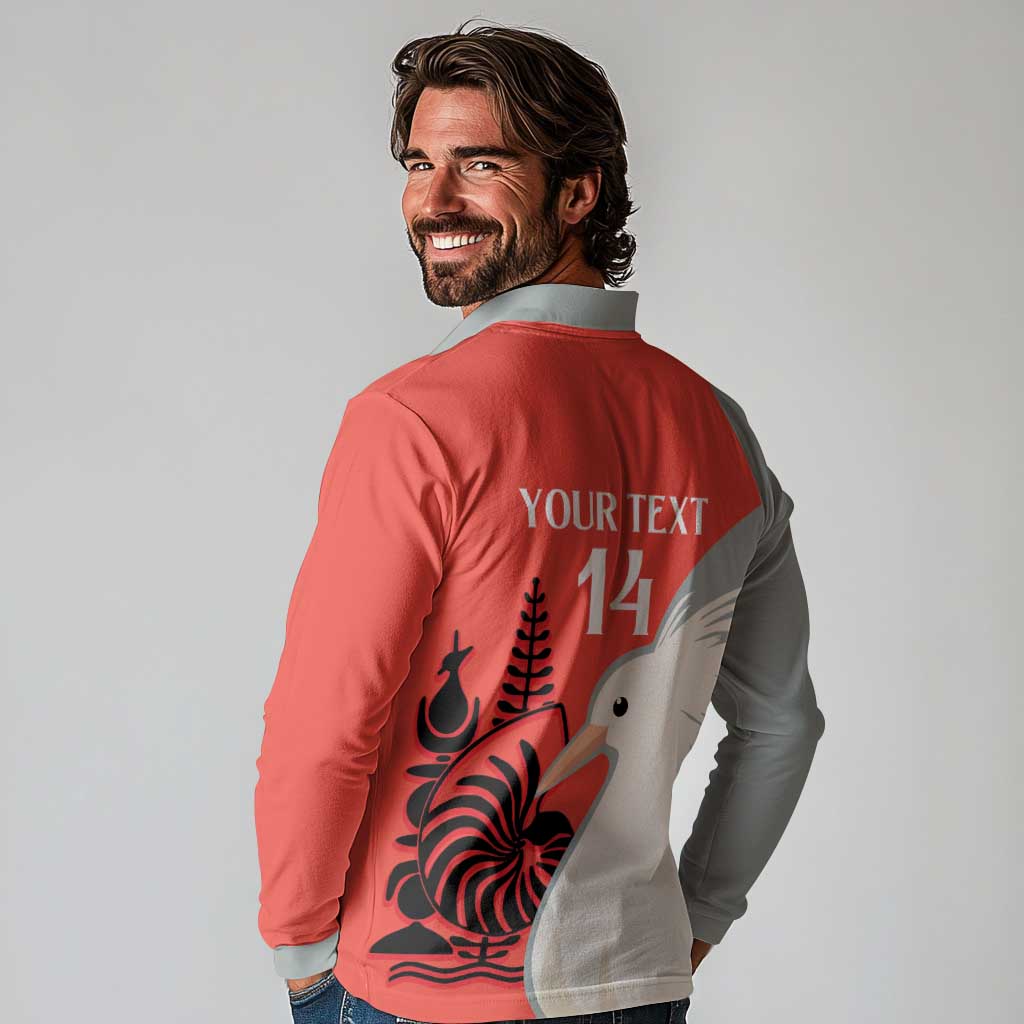 Custom Nouvelle-Caledonie Football Long Sleeve Polo Shirt Allez Les Cagous Simple Style LT14 - Polynesian Pride