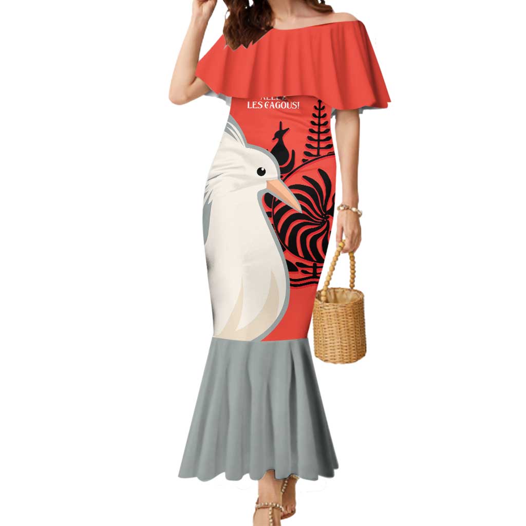 Custom Nouvelle-Caledonie Football Mermaid Dress Allez Les Cagous Simple Style LT14 Women Red - Polynesian Pride