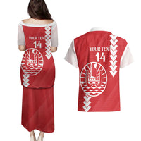 Custom Tahiti Football Couples Matching Puletasi and Hawaiian Shirt Go Toa Aito LT14 - Polynesian Pride