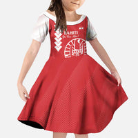 Custom Tahiti Football Family Matching Long Sleeve Bodycon Dress and Hawaiian Shirt Go Toa Aito LT14 Daughter's Dress Red - Polynesian Pride