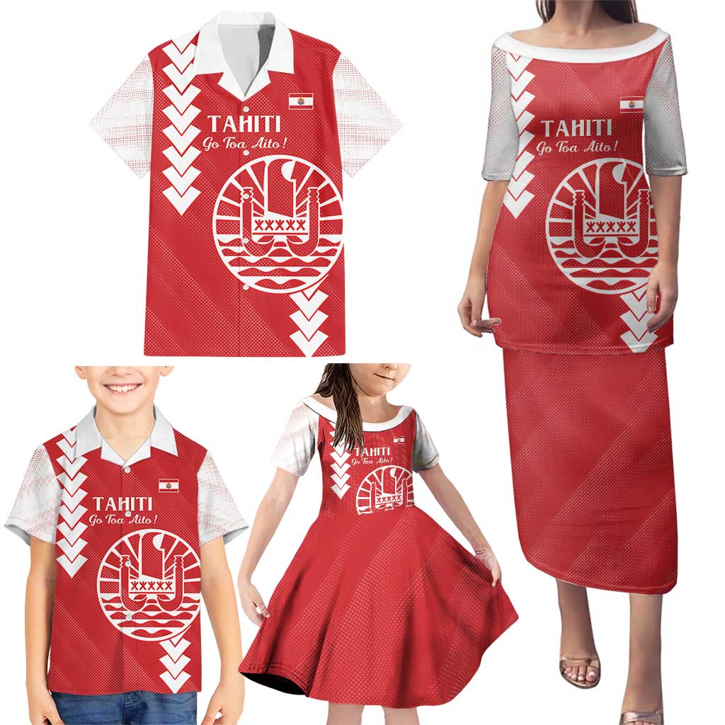Custom Tahiti Football Family Matching Puletasi and Hawaiian Shirt Go Toa Aito LT14 - Polynesian Pride