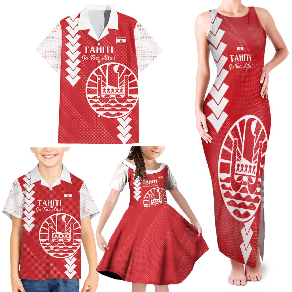 Custom Tahiti Football Family Matching Tank Maxi Dress and Hawaiian Shirt Go Toa Aito LT14 - Polynesian Pride