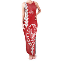 Custom Tahiti Football Family Matching Tank Maxi Dress and Hawaiian Shirt Go Toa Aito LT14 Mom's Dress Red - Polynesian Pride
