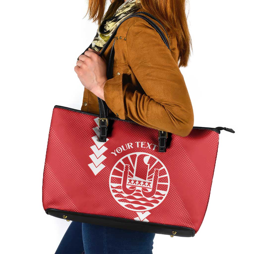 Custom Tahiti Football Leather Tote Bag Go Toa Aito LT14 Red - Polynesian Pride