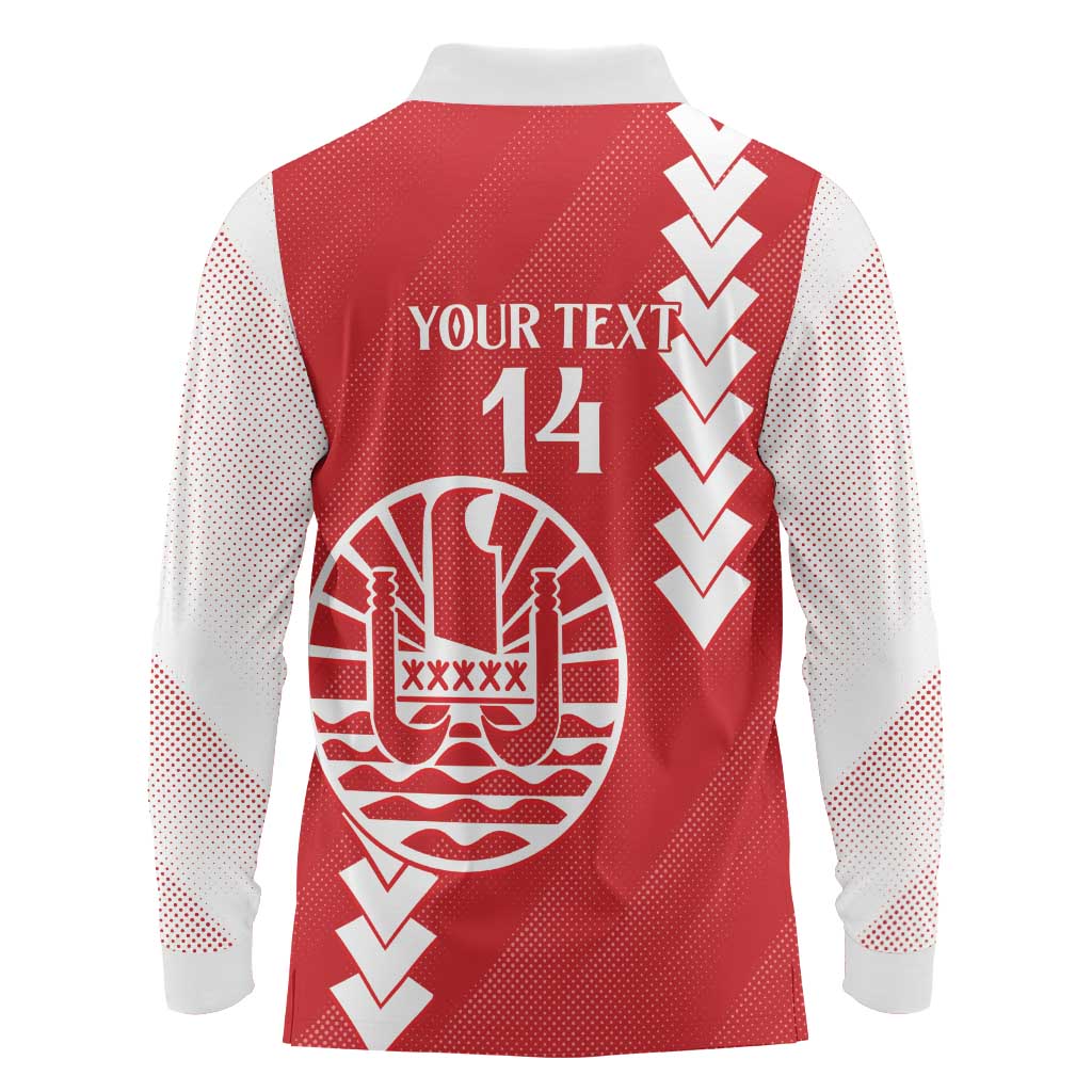 Custom Tahiti Football Long Sleeve Polo Shirt Go Toa Aito LT14 - Polynesian Pride