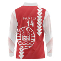 Custom Tahiti Football Long Sleeve Polo Shirt Go Toa Aito LT14 - Polynesian Pride
