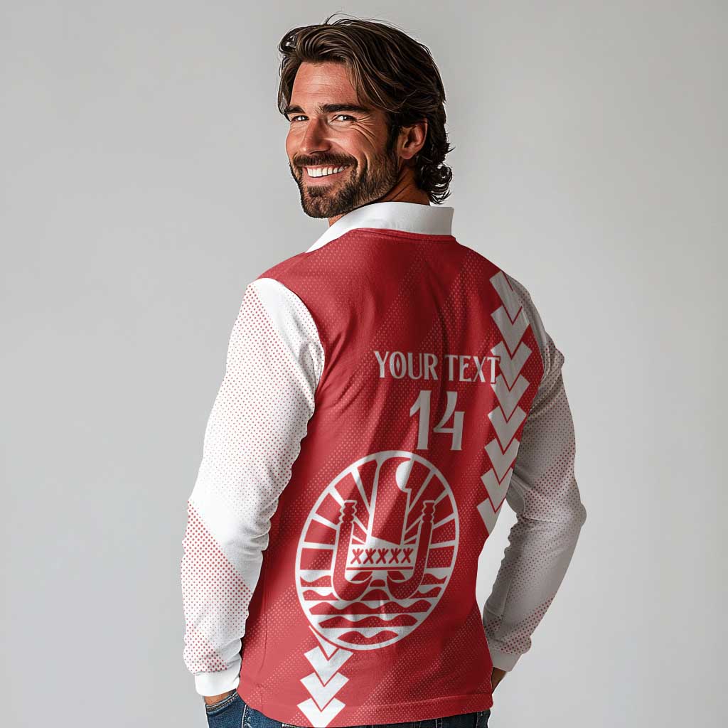 Custom Tahiti Football Long Sleeve Polo Shirt Go Toa Aito LT14 - Polynesian Pride