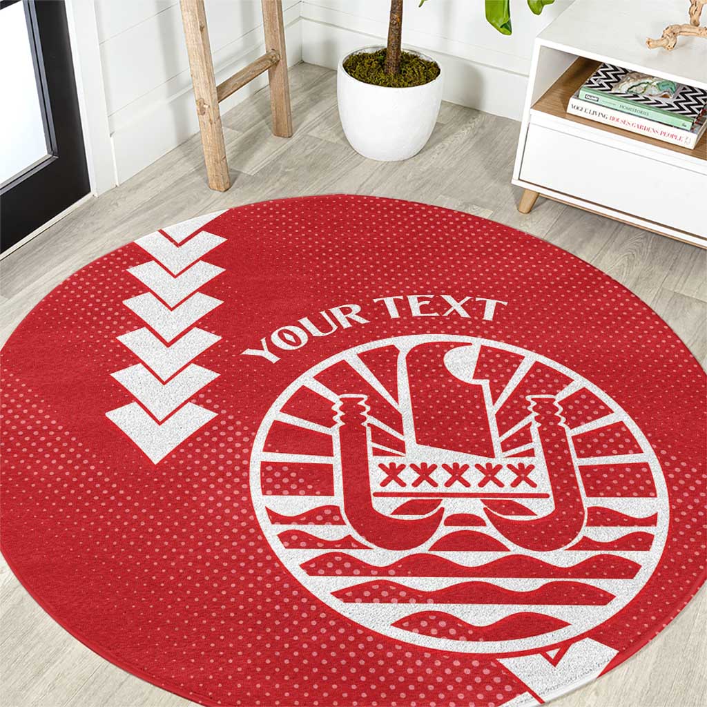 Custom Tahiti Football Round Carpet Go Toa Aito LT14 Red - Polynesian Pride