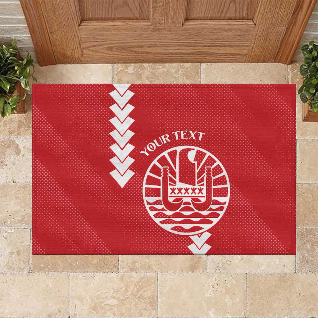Custom Tahiti Football Rubber Doormat Go Toa Aito LT14 Red - Polynesian Pride