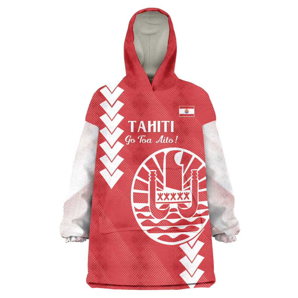 Custom Tahiti Football Wearable Blanket Hoodie Go Toa Aito LT14 One Size Red - Polynesian Pride