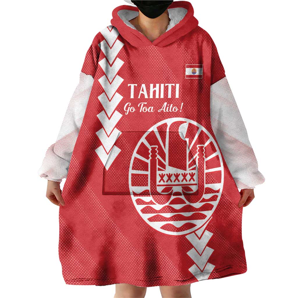 Custom Tahiti Football Wearable Blanket Hoodie Go Toa Aito LT14 - Polynesian Pride