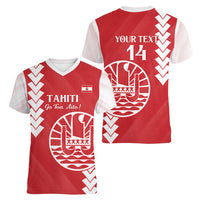 Custom Tahiti Football Women V-Neck T-Shirt Go Toa Aito LT14 - Polynesian Pride