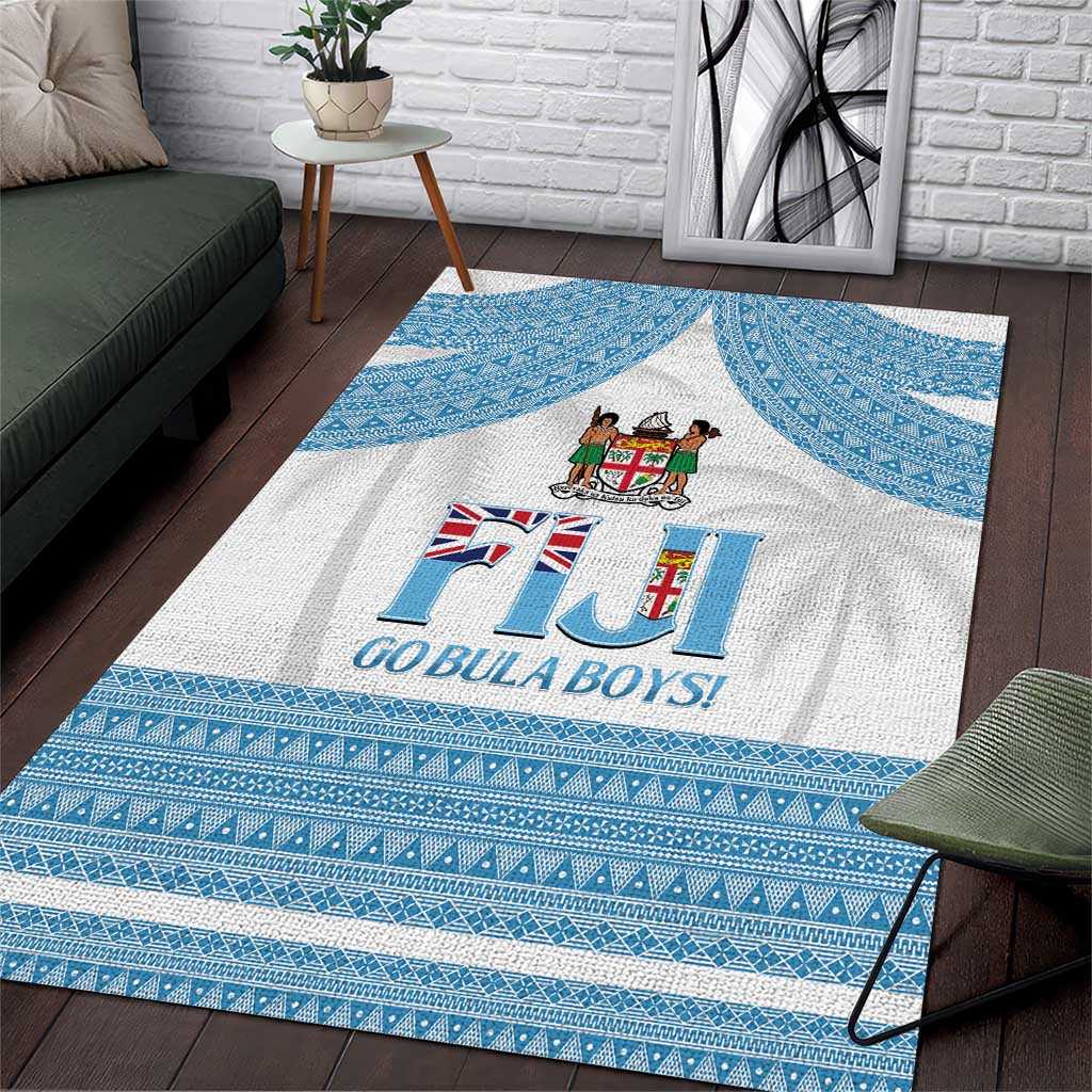 Fiji Tapa Football Area Rug Go Bula Boy! LT14 White - Polynesian Pride