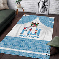 Fiji Tapa Football Area Rug Go Bula Boy! LT14 White - Polynesian Pride