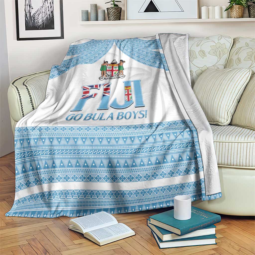 Fiji Tapa Football Blanket Go Bula Boy! LT14 White - Polynesian Pride