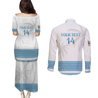 Custom Fiji Tapa Football Couples Matching Puletasi and Long Sleeve Button Shirt Go Bula Boy! LT14 - Polynesian Pride