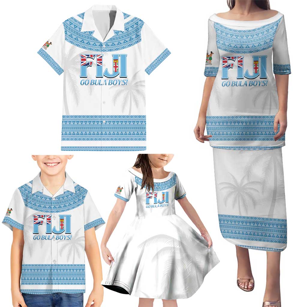 Custom Fiji Tapa Football Family Matching Puletasi and Hawaiian Shirt Go Bula Boy!