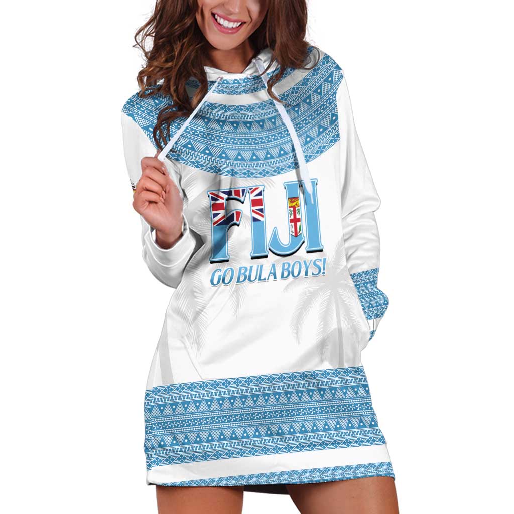 Custom Fiji Tapa Football Hoodie Dress Go Bula Boy! LT14 White - Polynesian Pride