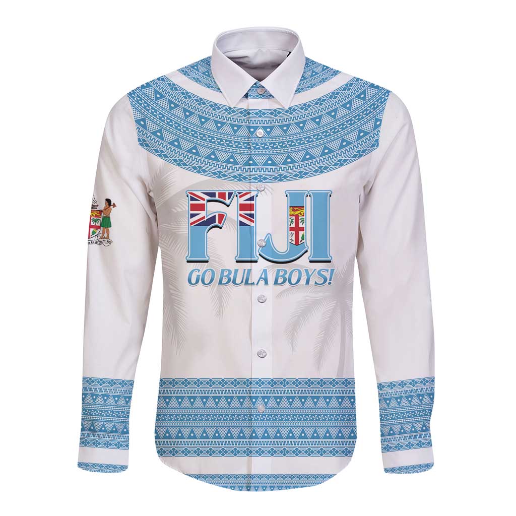 Custom Fiji Tapa Football Long Sleeve Button Shirt Go Bula Boy!