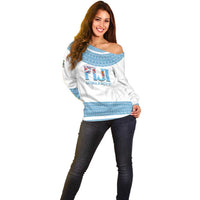 Custom Fiji Tapa Football Off Shoulder Sweater Go Bula Boy!