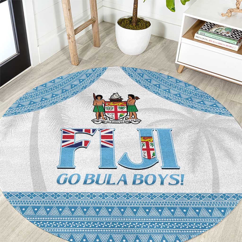 Fiji Tapa Football Round Carpet Go Bula Boy! LT14 White - Polynesian Pride