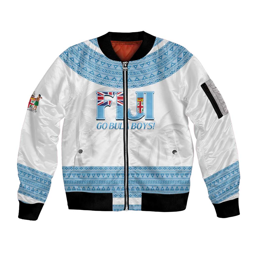 Custom Fiji Tapa Football Sleeve Zip Bomber Jacket Go Bula Boy!