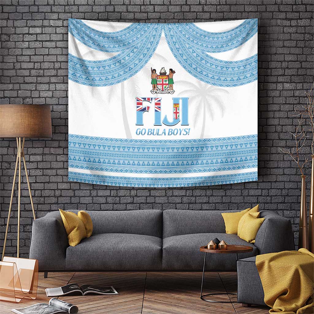 Fiji Tapa Football Tapestry Go Bula Boy! LT14 White - Polynesian Pride