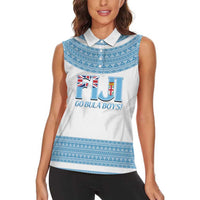 Custom Fiji Tapa Football Women Sleeveless Polo Shirt Go Bula Boy!