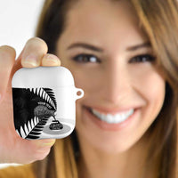 New Zealand Silver Fern Curling Personalised AirPods Case Aotearoa Kiwi Ponga Black White Version - Polynesian Pride