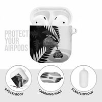 New Zealand Silver Fern Curling Personalised AirPods Case Aotearoa Kiwi Ponga Black White Version - Polynesian Pride