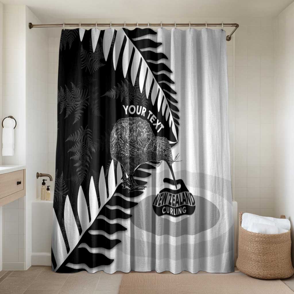 New Zealand Silver Fern Curling Personalised Bathroom Set Aotearoa Kiwi Ponga Black White Version - Polynesian Pride