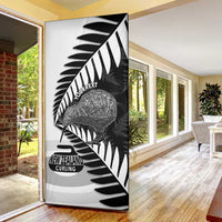 New Zealand Silver Fern Curling Personalised Door Cover Aotearoa Kiwi Ponga Black White Version - Polynesian Pride