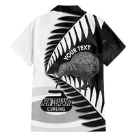 New Zealand Silver Fern Curling Personalised Family Matching Long Sleeve Bodycon Dress and Hawaiian Shirt Aotearoa Kiwi Ponga Black White Version LT14 - Polynesian Pride