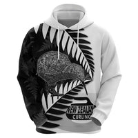 New Zealand Silver Fern Curling Personalised Hoodie Aotearoa Kiwi Ponga Black White Version LT14 - Polynesian Pride