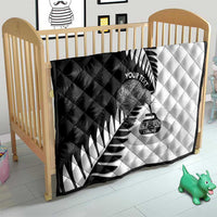 New Zealand Silver Fern Curling Personalised Quilt Aotearoa Kiwi Ponga Black White Version LT14 - Polynesian Pride