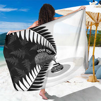 New Zealand Silver Fern Curling Personalised Sarong Aotearoa Kiwi Ponga Black White Version LT14 One Size 44 x 66 inches Black - Polynesian Pride