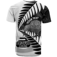 New Zealand Silver Fern Curling Personalised T Shirt Aotearoa Kiwi Ponga Black White Version LT14 - Polynesian Pride