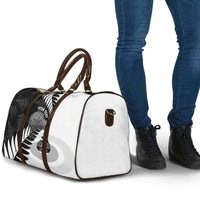 New Zealand Silver Fern Curling Personalised Travel Bag Aotearoa Kiwi Ponga Black White Version - Polynesian Pride