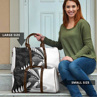 New Zealand Silver Fern Curling Personalised Travel Bag Aotearoa Kiwi Ponga Black White Version - Polynesian Pride