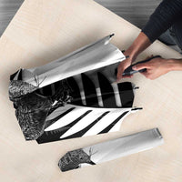 New Zealand Silver Fern Curling Personalised Umbrella Aotearoa Kiwi Ponga Black White Version - Polynesian Pride