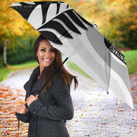 New Zealand Silver Fern Curling Personalised Umbrella Aotearoa Kiwi Ponga Black White Version - Polynesian Pride