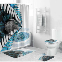 New Zealand Silver Fern Curling Personalised Bathroom Set Aotearoa Kiwi Ponga Paua Shell Version LT14 Bathroom Set (4 pcs) Black - Polynesian Pride